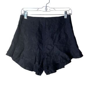 BEC + BRIDGE Linen Natural Shorts Tiered Ruffle Hem in Black 6